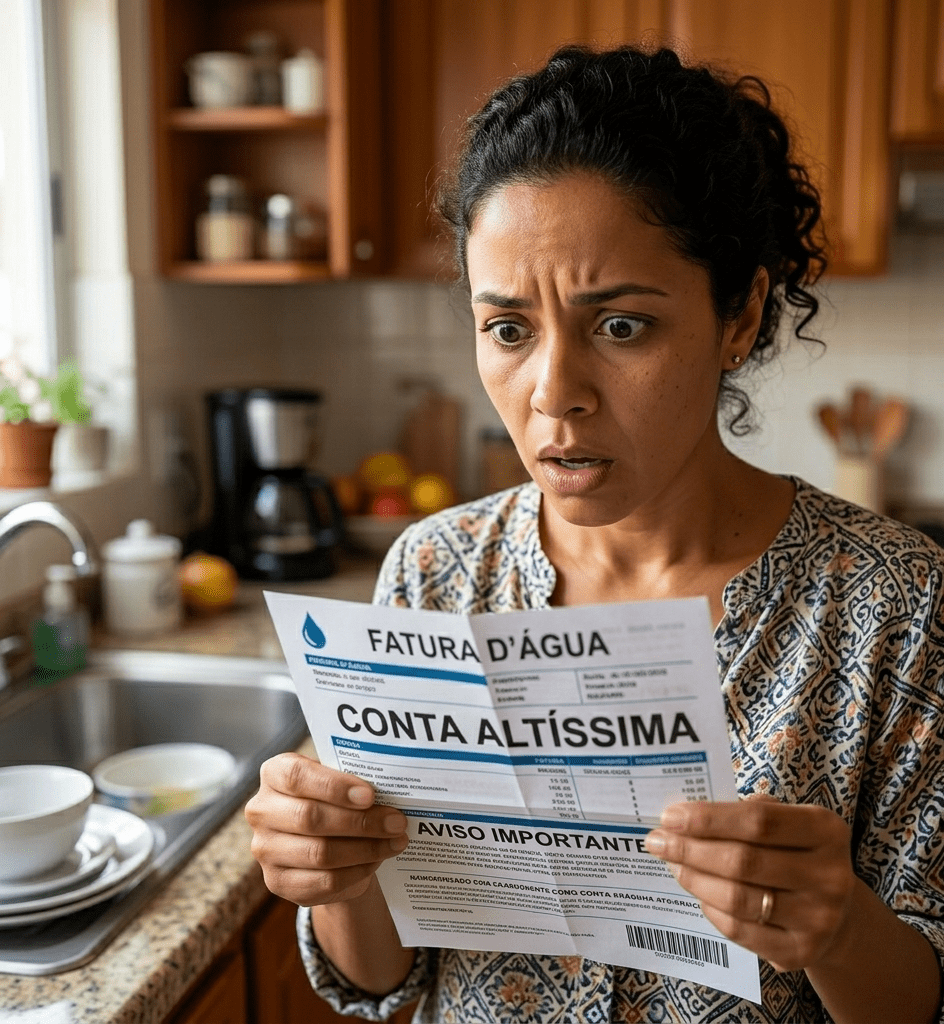 Pessoa preocupada com conta de água alta