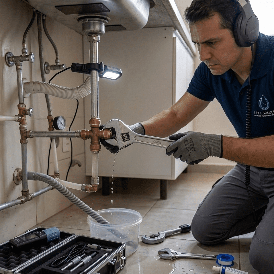 reparo hidráulico em tubulação após detecção de vazamento